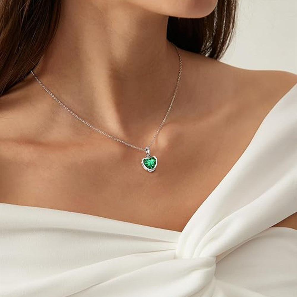 Wishing Heart Shaped Emerald Necklace