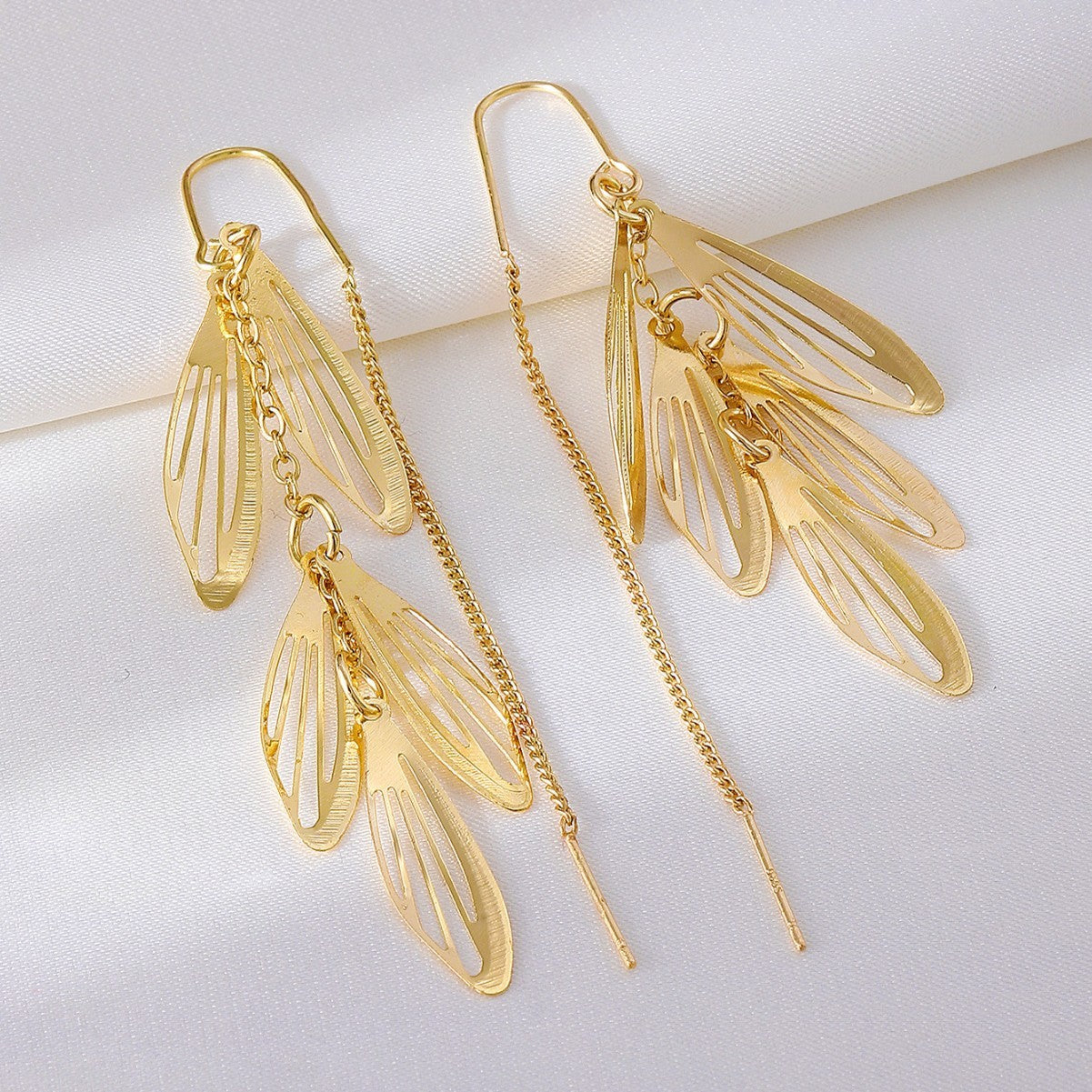 Fashion Tassel Hollow Leaves Hanging Earrings Fashion