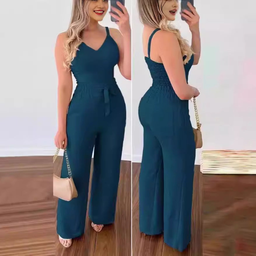 Sling Backless Suit Wide Leg Pants Women's Vest Straight-leg Pants