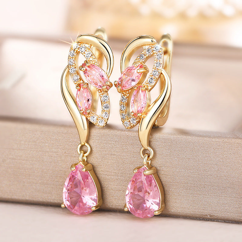Drop-shaped Earrings Birthstone Light Luxury