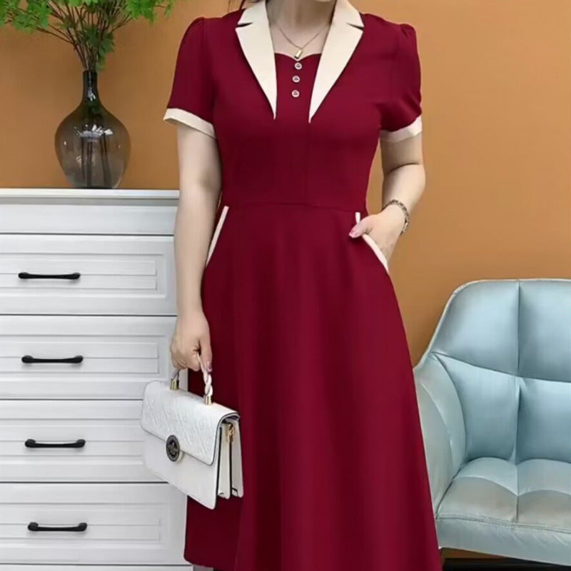 Plus Size Short Sleeve Mid-length Dress