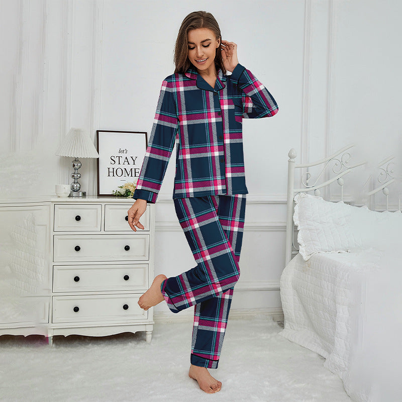 Long Sleeve Trousers Casual Red Cardigan Plaid