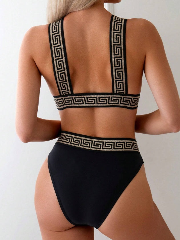 Women's Two-piece Casual Swimsuit P35 Black