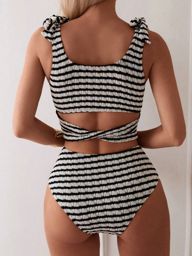 Women's Two-piece Casual Swimsuit P198 Black