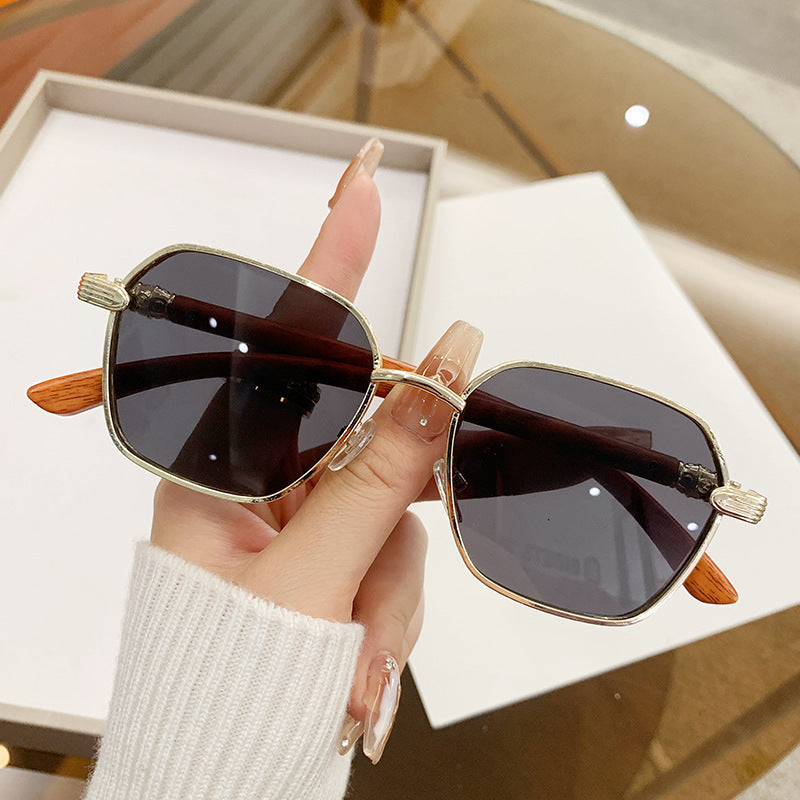 Frameless Trim Women's Wood Grain Fashion Personality Wear Glasses