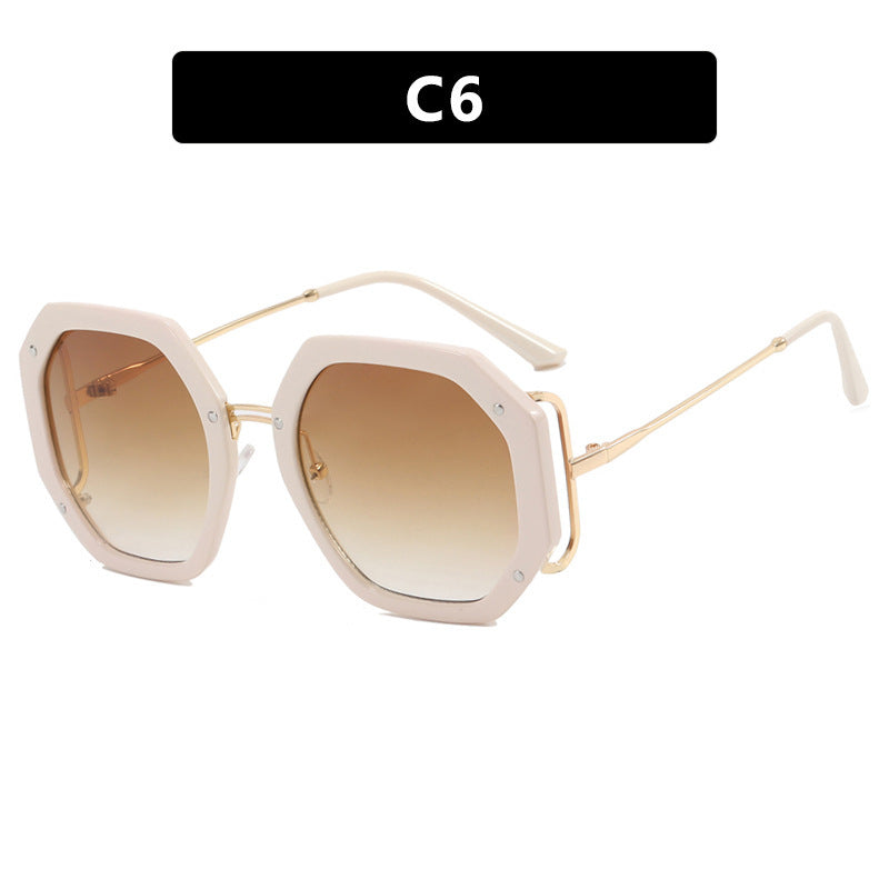 Women's Large Frame Hollow Polygonal Sunglasses