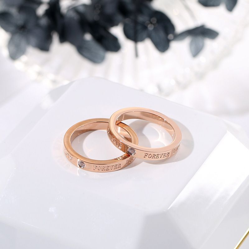 Ring Simple Personality Titanium Steel Rose Gold Plated