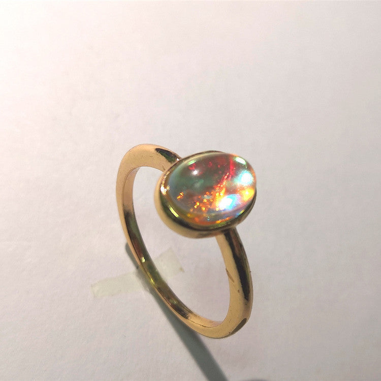 Zirconium-embedded Moonstone Gold Ring