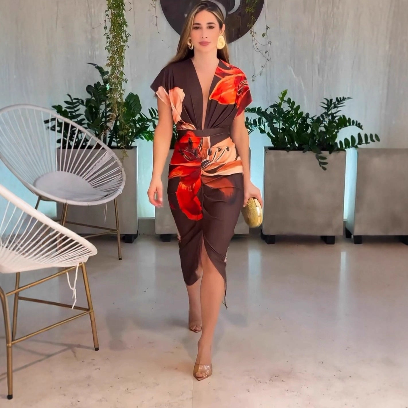 Fashionable Elegant Printed Dress For Women