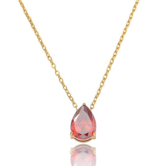 Necklace Female Water Drop Zircon Titanium Steel