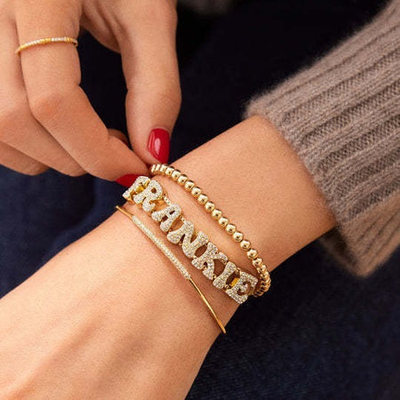 European And American Style Fashion English 26 Letters Inlaid Zircon Gold DIY Bracelet
