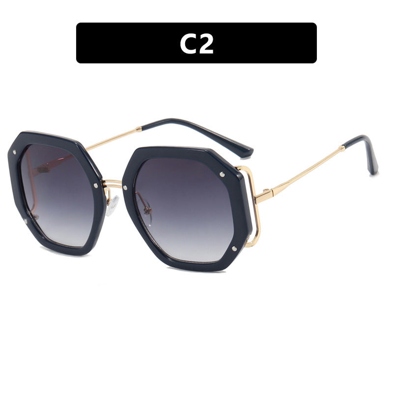 Women's Large Frame Hollow Polygonal Sunglasses