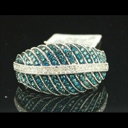 European And American Entry Lux Niche Green Full Diamond Leaf Ring