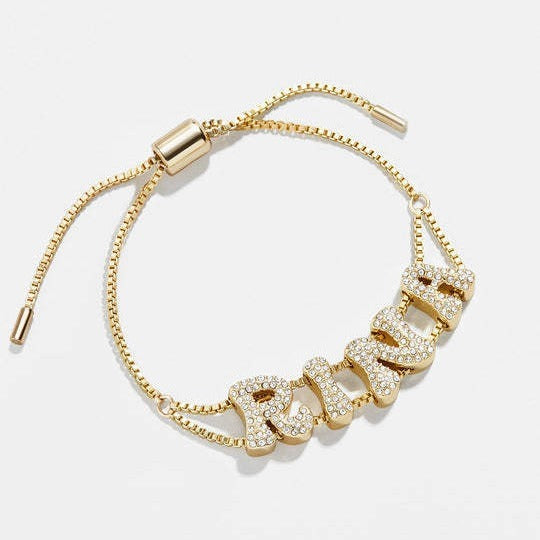 European And American Style Fashion English 26 Letters Inlaid Zircon Gold DIY Bracelet