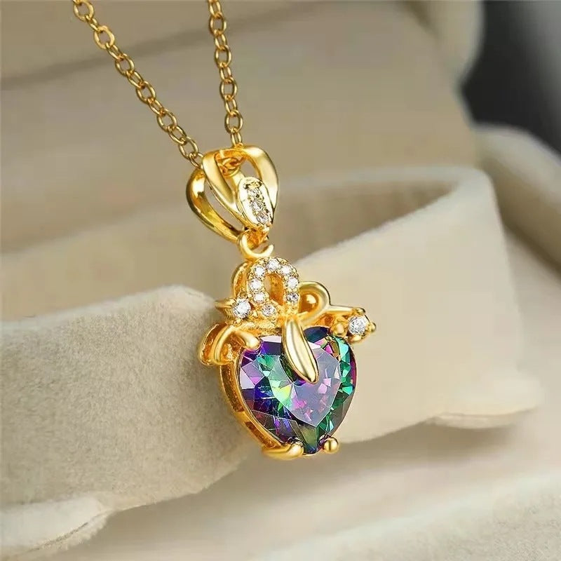 Fashion Love Pendant Necklace Heart-shaped Zircon Women's