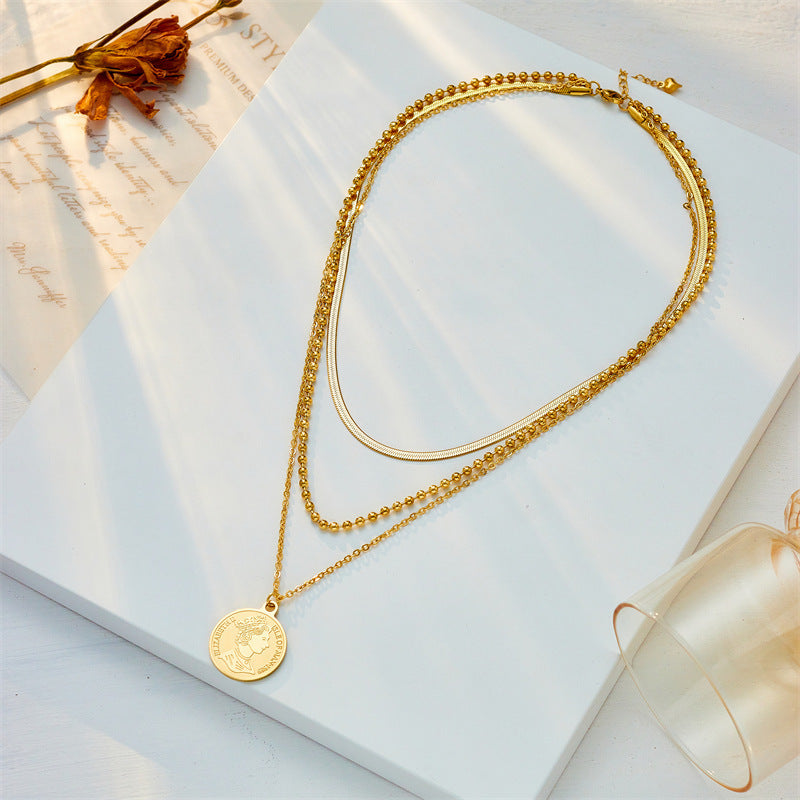 Special-interest Design Fashion Creative Personality Versatile Multi-layer Chain Bead Necklace