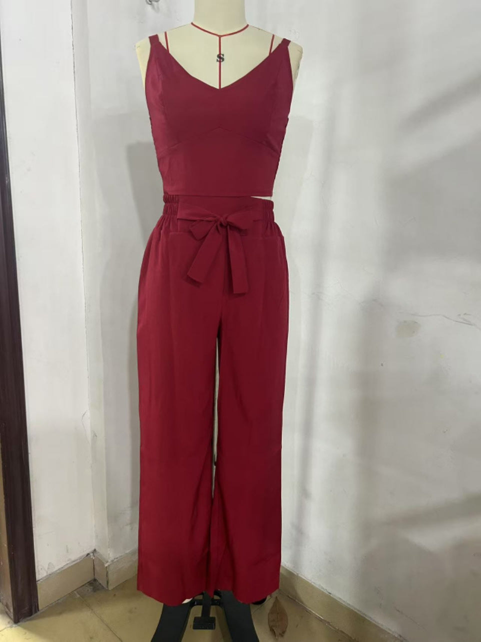 Sling Backless Suit Wide Leg Pants Women's Vest Straight-leg Pants