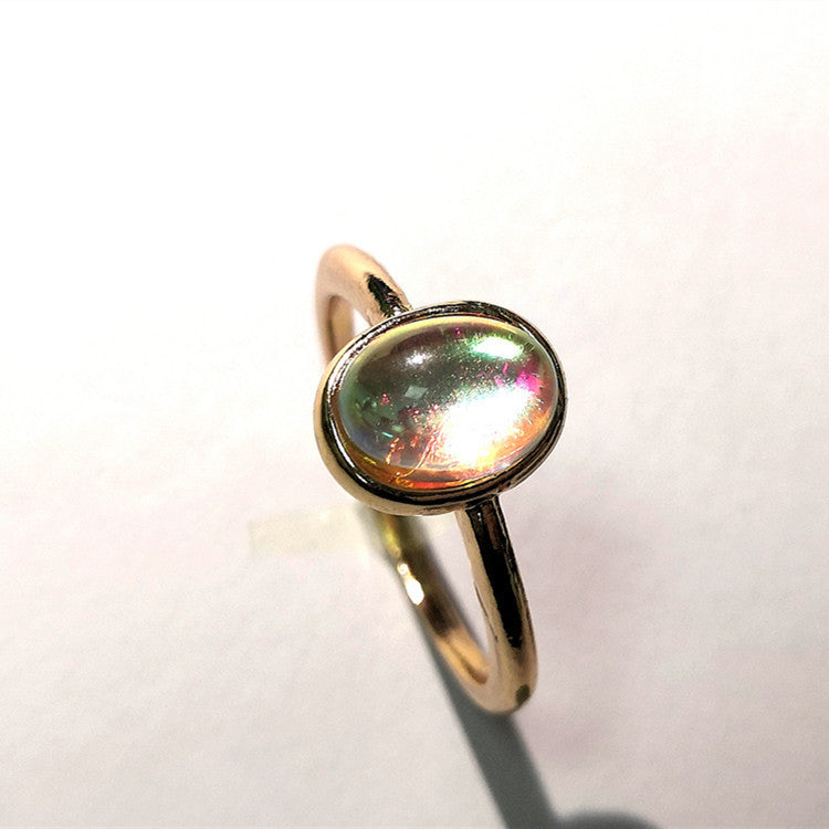 Zirconium-embedded Moonstone Gold Ring