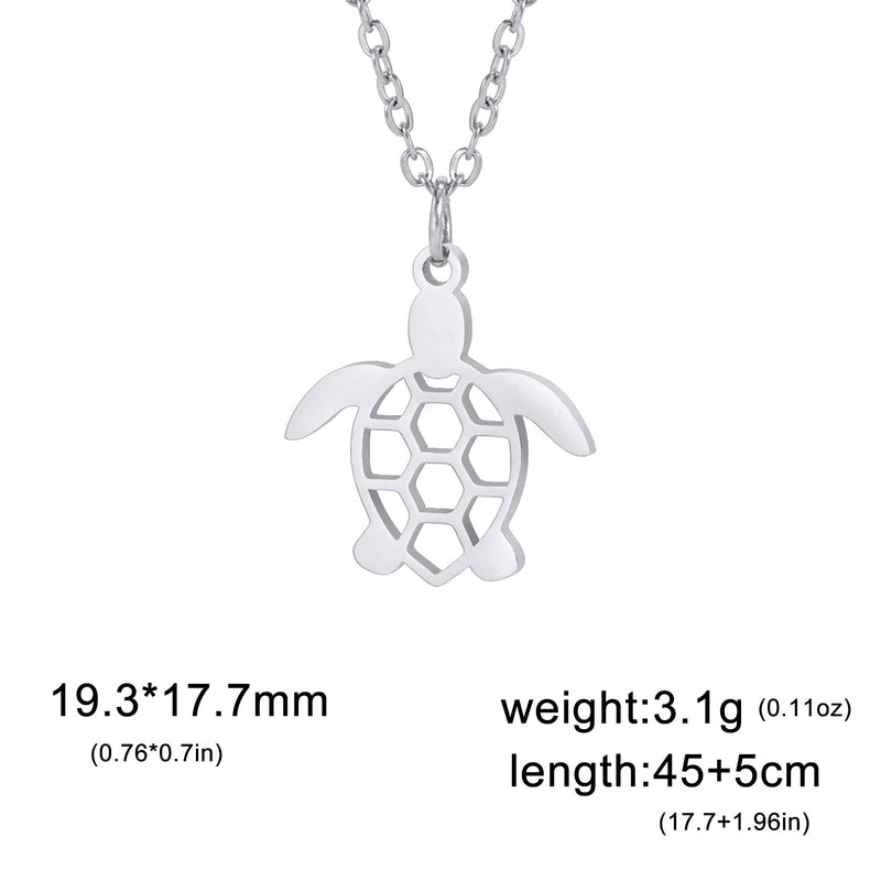 Fashionable Temperamental All-match Stainless Steel Hollow Single Hole Turtle Pendant Necklace