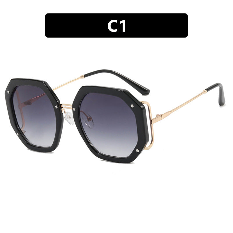 Women's Large Frame Hollow Polygonal Sunglasses