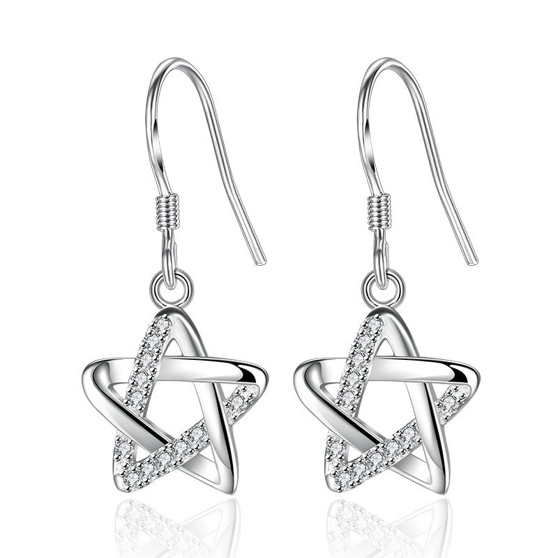 Zircon Hollow Pentagram Tassel Eardrops