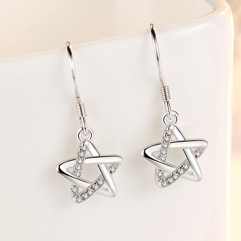 Zircon Hollow Pentagram Tassel Eardrops