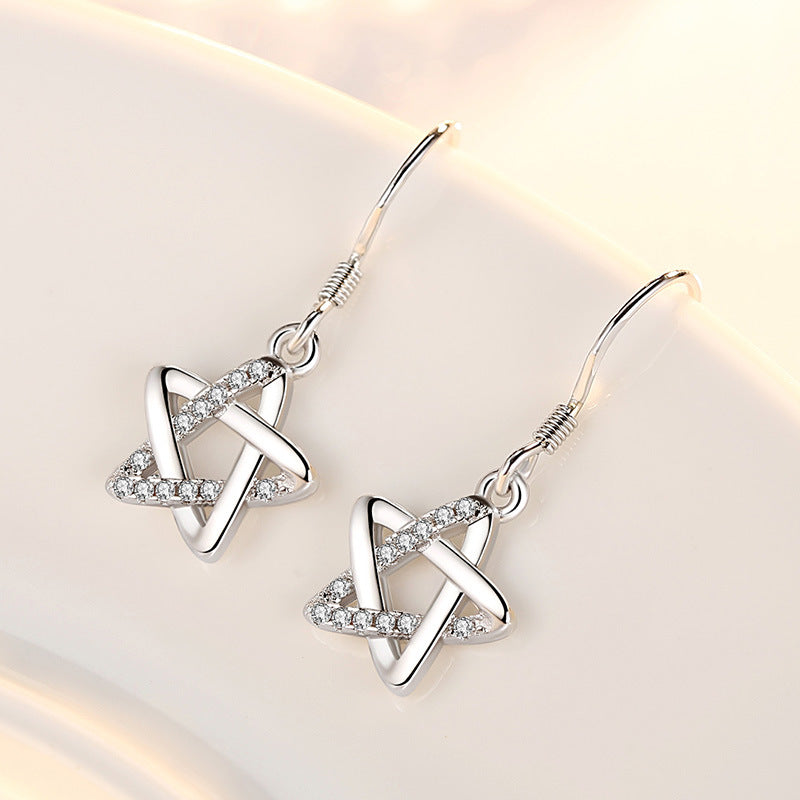 Zircon Hollow Pentagram Tassel Eardrops