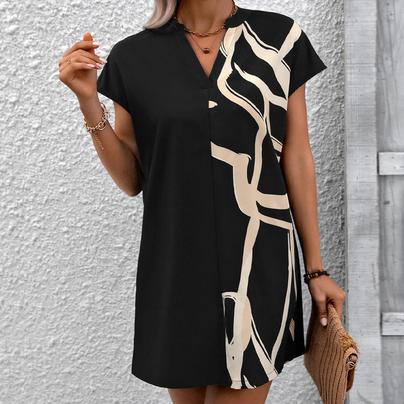 Women's Mid-length Loose Printed Shirt Dress