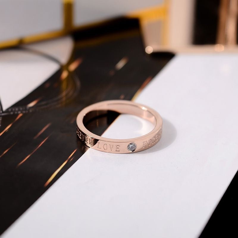 Ring Simple Personality Titanium Steel Rose Gold Plated