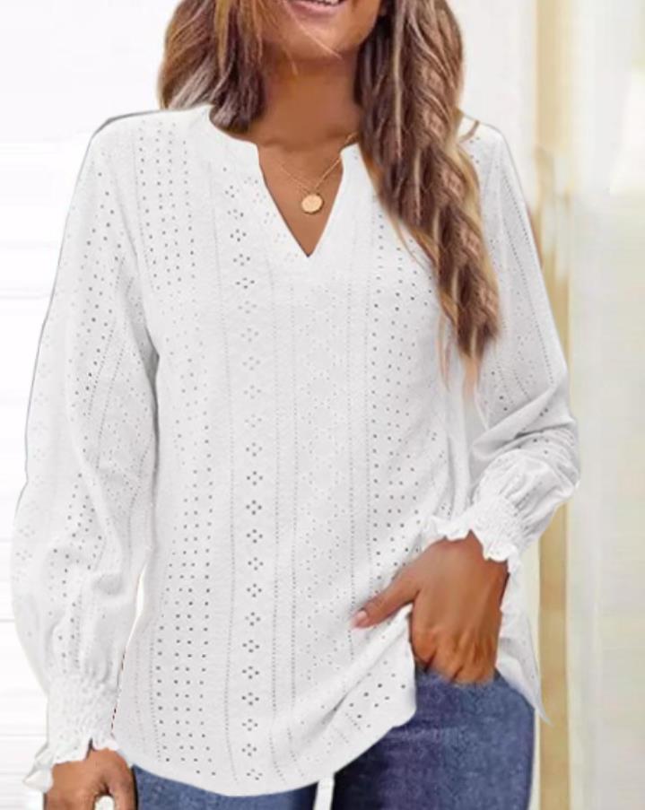 Summer New Ladies T-shirt Hollow-out Waist Ruffle Sleeve Casual Top