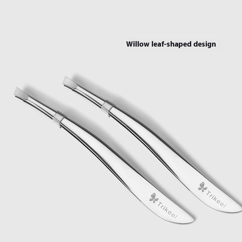 Willow Leaf-shaped Eye Tweezer Beard Pulling Tweezers Stainless Steel Eyebrow Tweezers