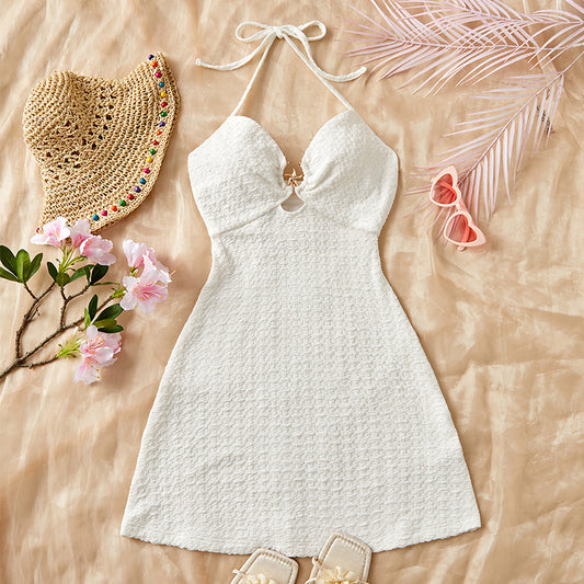 Vacation Style Sexy Halter Beach Dress
