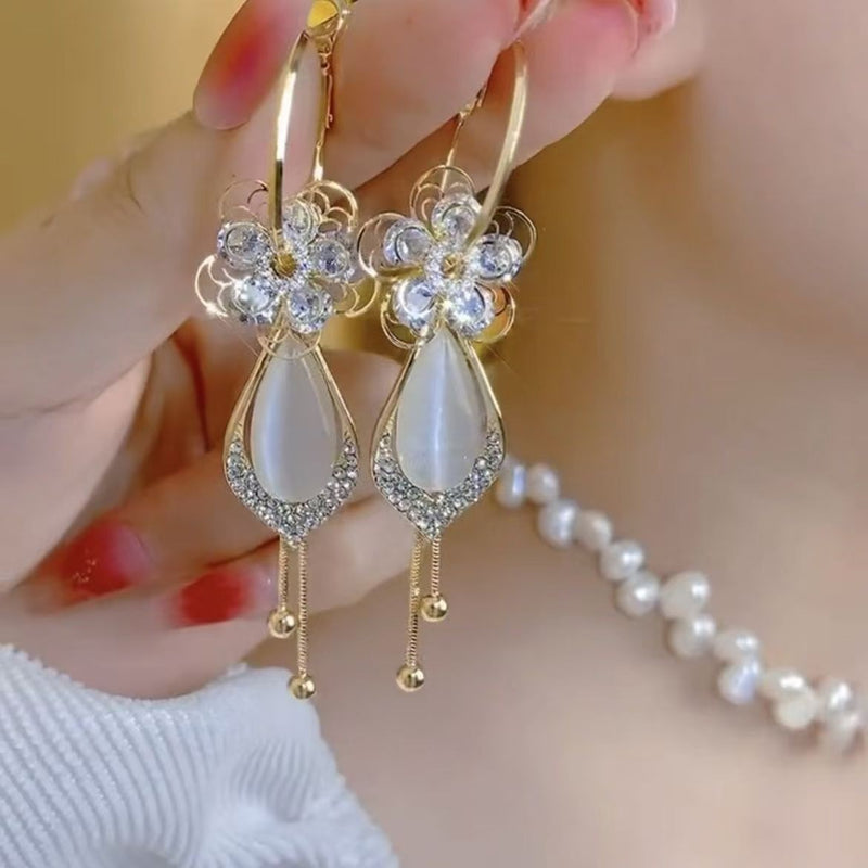 Opal Fishtail Pearl Tassel Earrings Women