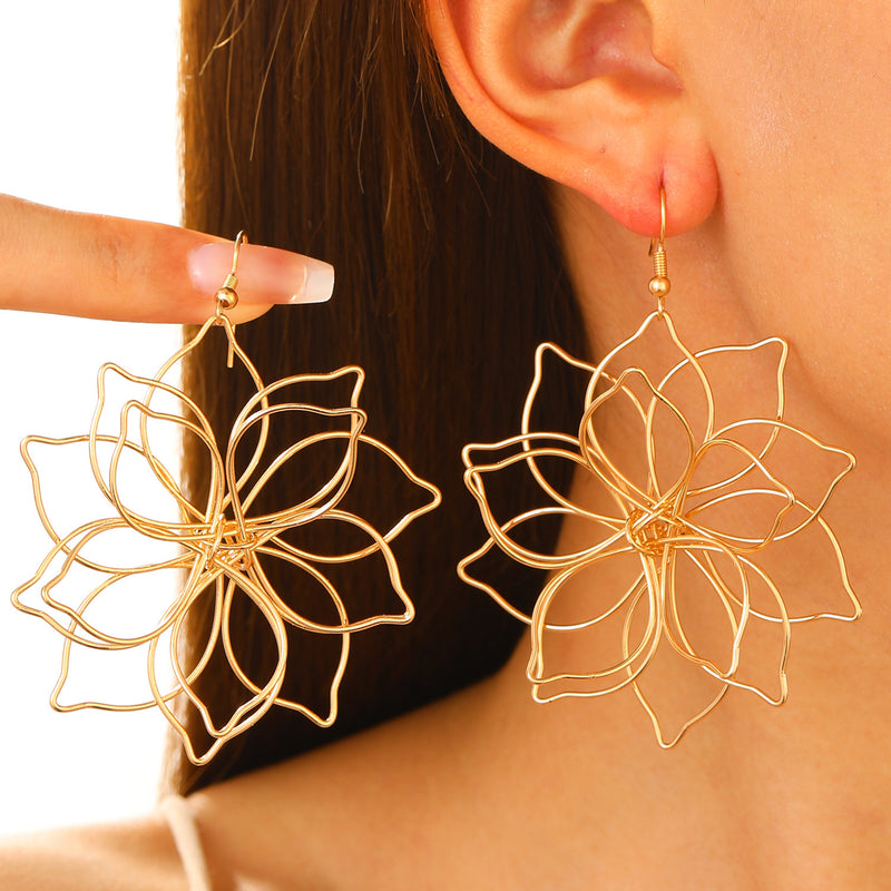 Fashion Multi-layer Woven Lotus Earrings Vintage