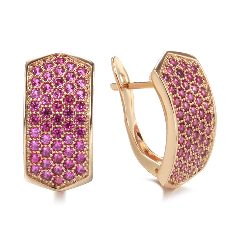 Elegant Rose Red Zircon Women's Earrings