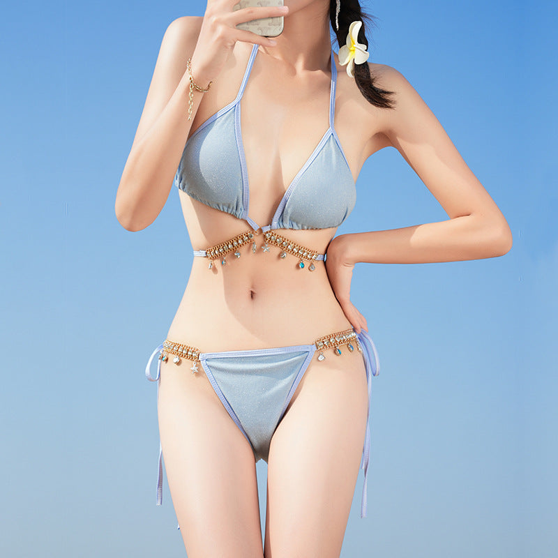 Swimsuit Woman Fish Drill Chain Strap Triangle Suit