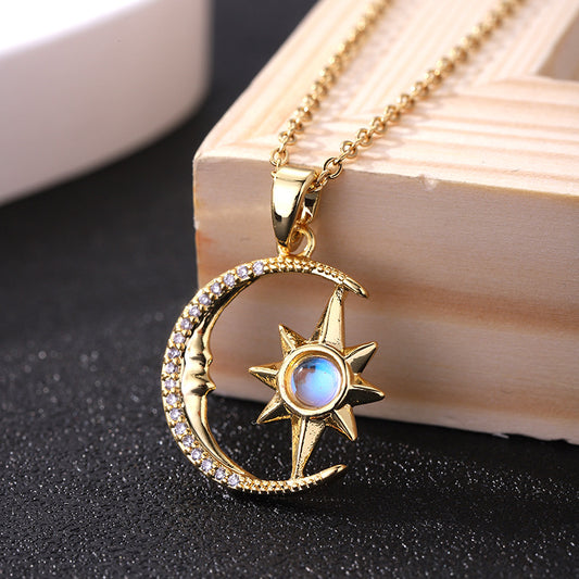 Necklace Titanium Steel Female Star Moon Ornament