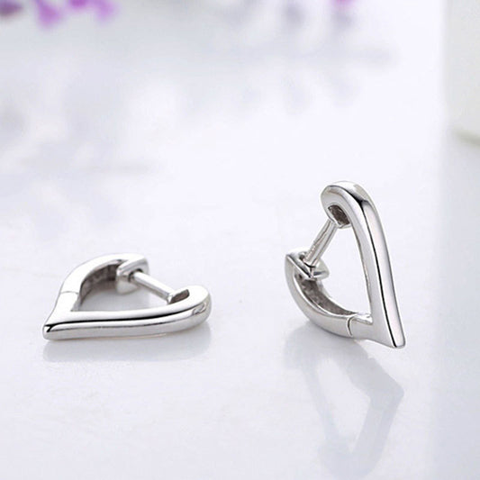 Graceful And Fashionable V-shaped Heart-shaped Silver-plated Earrings