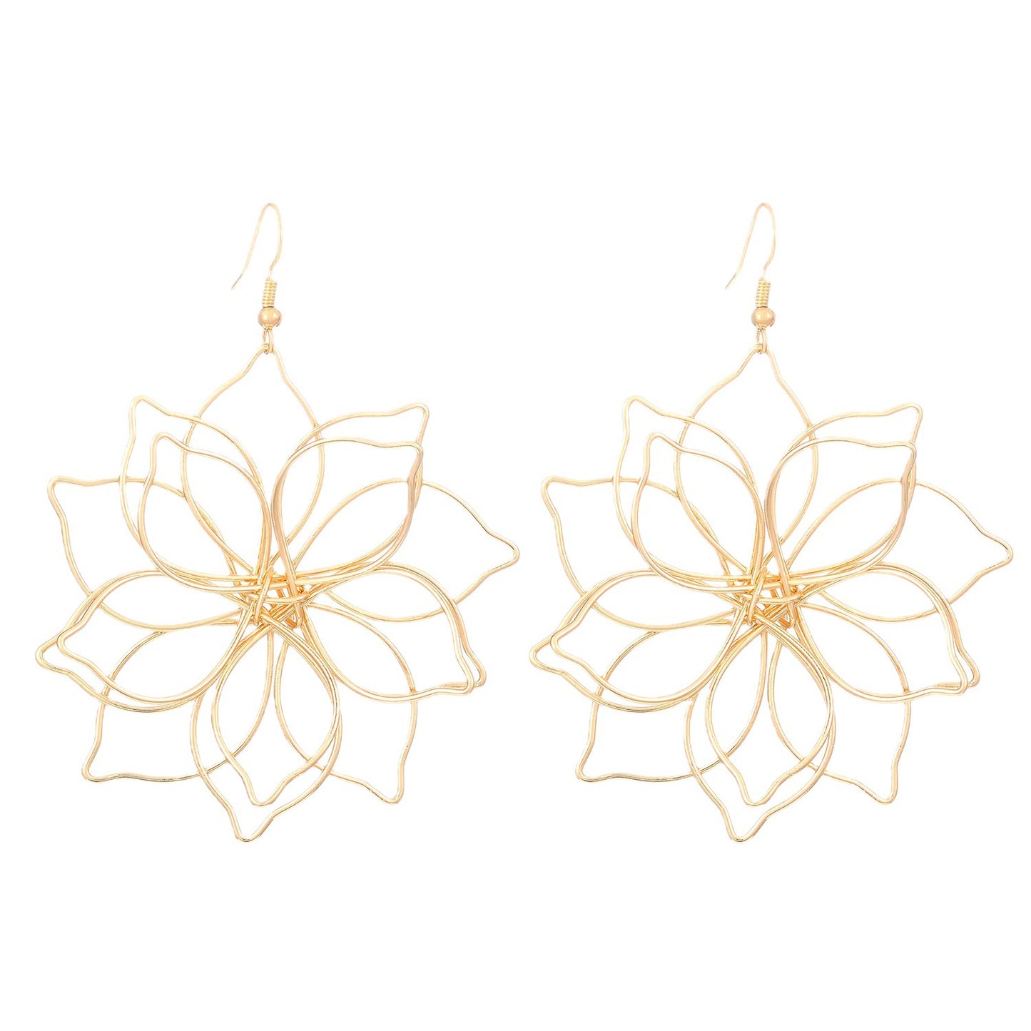 Fashion Multi-layer Woven Lotus Earrings Vintage
