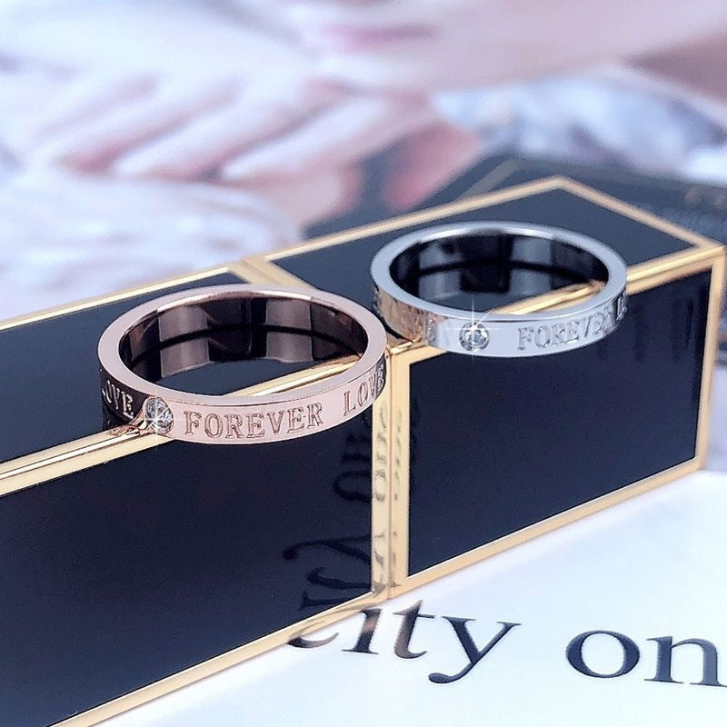 Ring Simple Personality Titanium Steel Rose Gold Plated