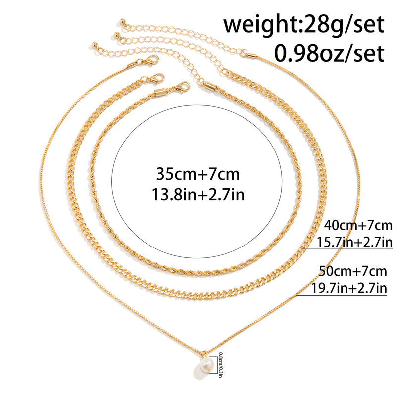 Women's Simple Slim Chain Multi-layer Imitation Pearl Necklace