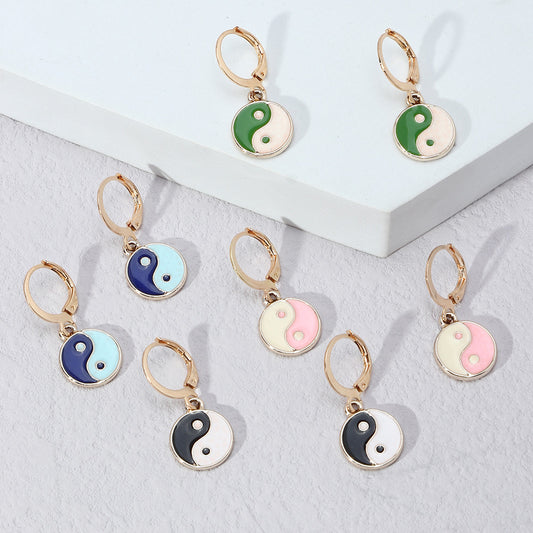 New Creative Metal Yin Yang Tai Chi Gossip Earrings