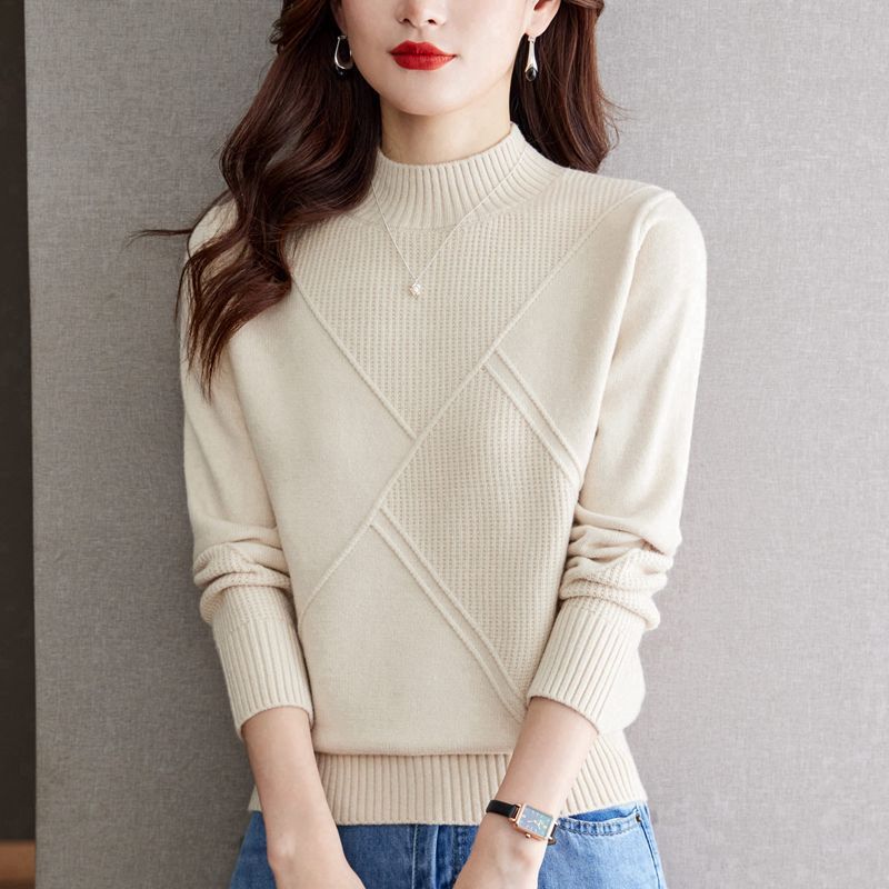 Autumn And Winter New Half Turtleneck Loose Inner Wear Sweater For Women