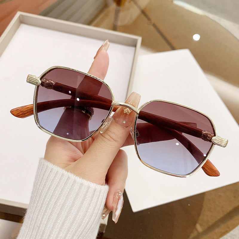 Frameless Trim Women's Wood Grain Fashion Personality Wear Glasses