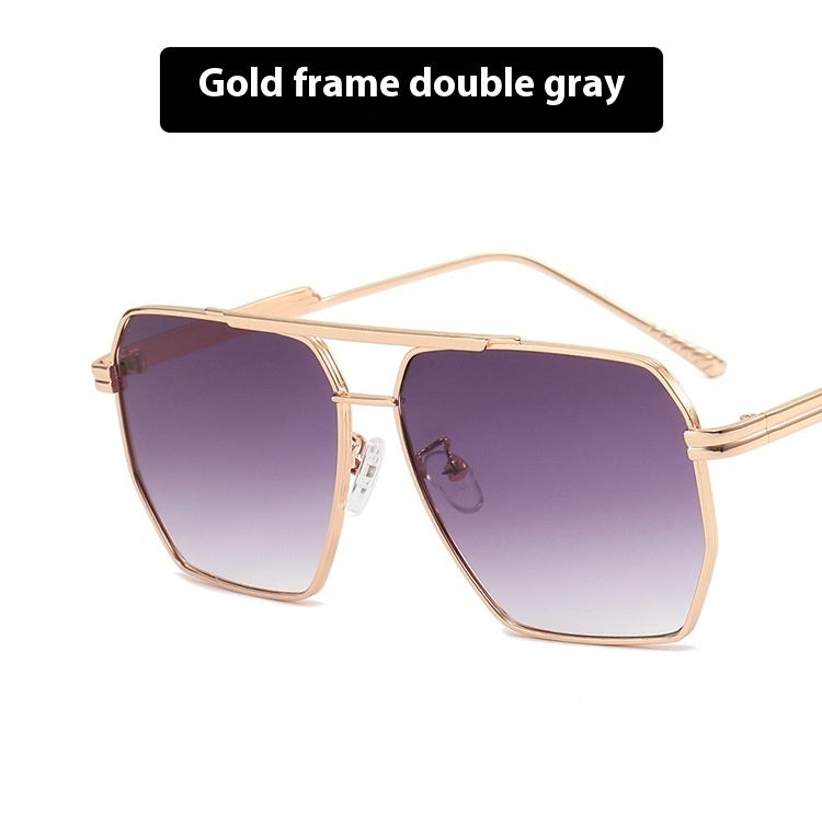 Metal Double Beam Polygonal Sunglasses