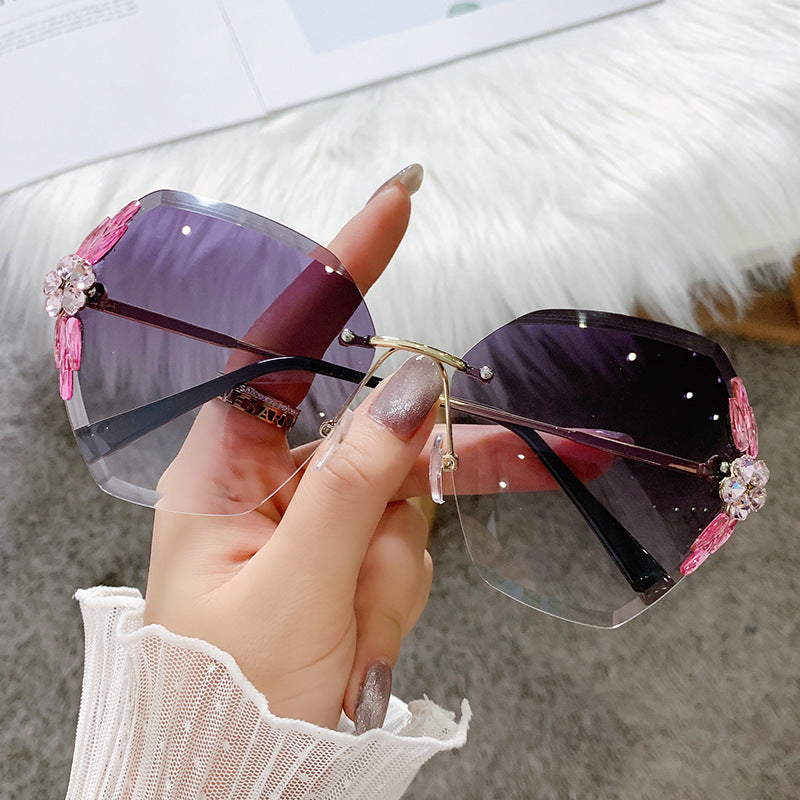 Sunglasses Female Rhinestone To Make Big Face Thin-looked UV Protection Sun Glasses