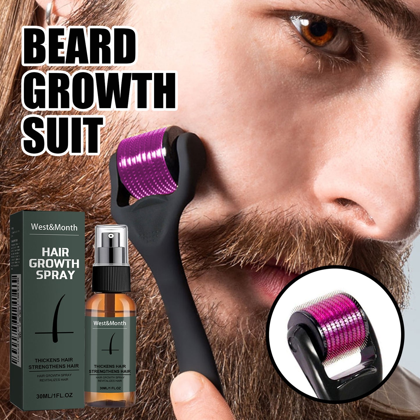 Moustache Spray Set Moisturizing Spray Facial Hair Treatment Boosting Beard Growth Thickening Liquid