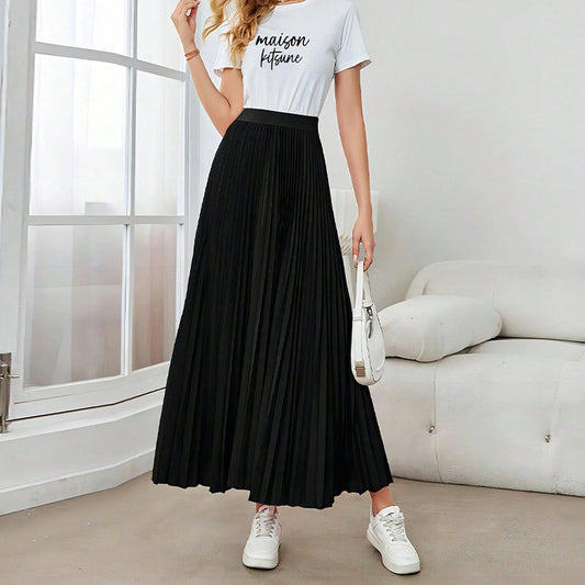 Skirt New Elegant Pleated Puffy Umbrella Skirt Polyester Skirt For Women