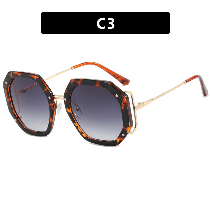 Women's Large Frame Hollow Polygonal Sunglasses