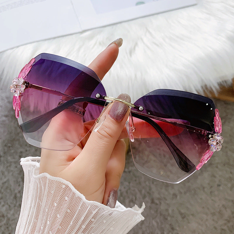 Sunglasses Female Rhinestone To Make Big Face Thin-looked UV Protection Sun Glasses